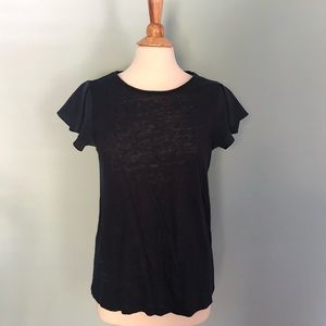 Banana Republic ruffle sleeve navy shirt